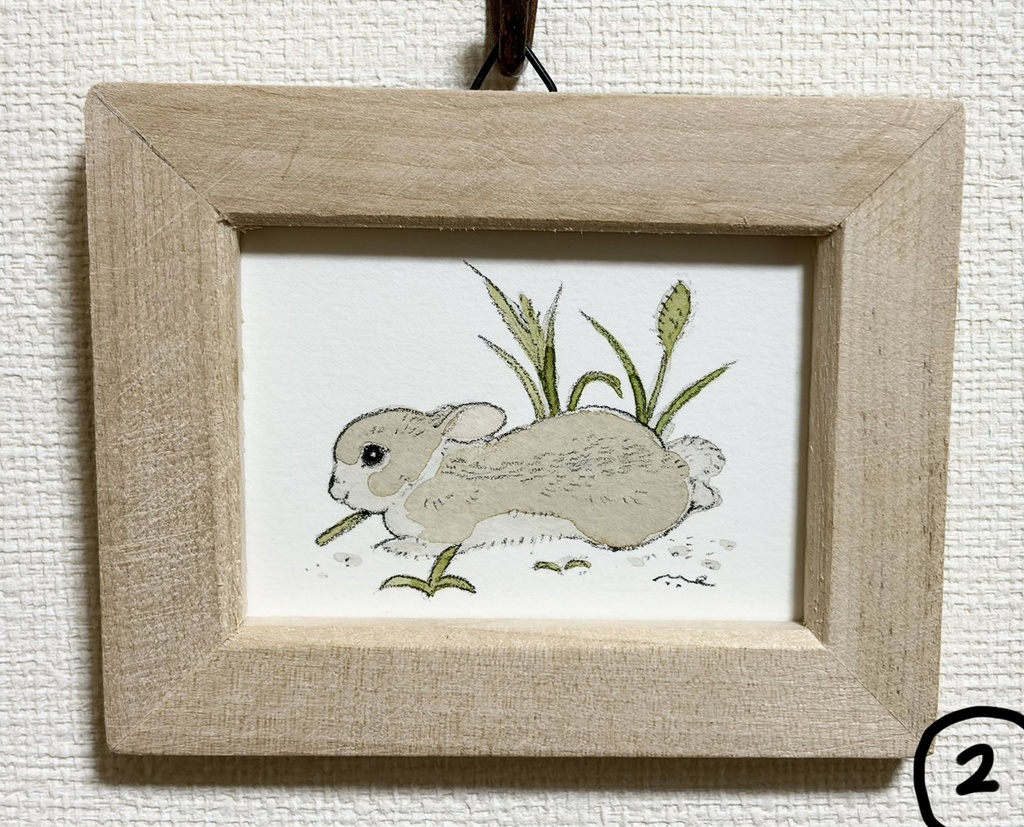 小さなうさぎのドローイング【原画・全5種/ミニサイズ/額付】