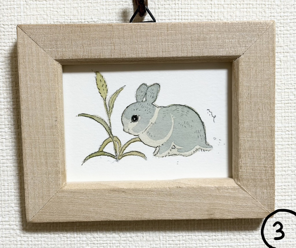 小さなうさぎのドローイング【原画・全5種/ミニサイズ/額付】