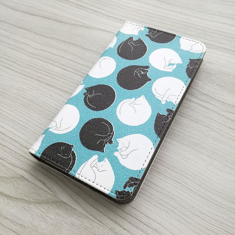 猫ドット 手帳型スマホケース
