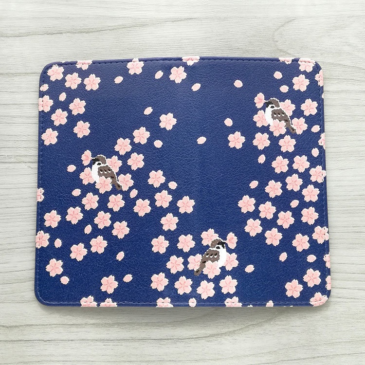 桜と盗蜜スズメ 手帳型スマホケース