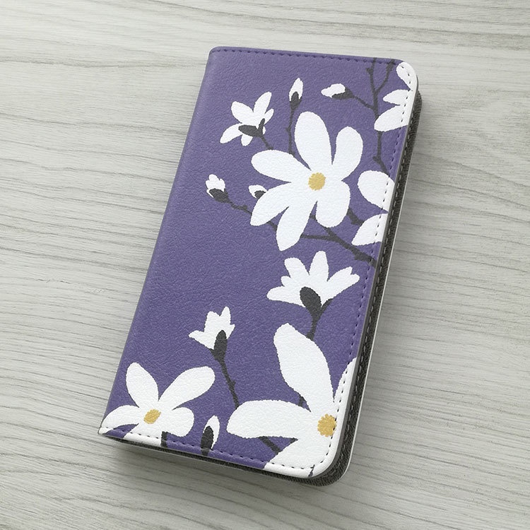 辛夷（こぶし）の花 手帳型スマホケース