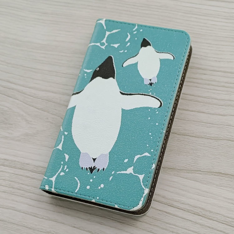 泳ぐアデリーペンギン 手帳型スマホケース