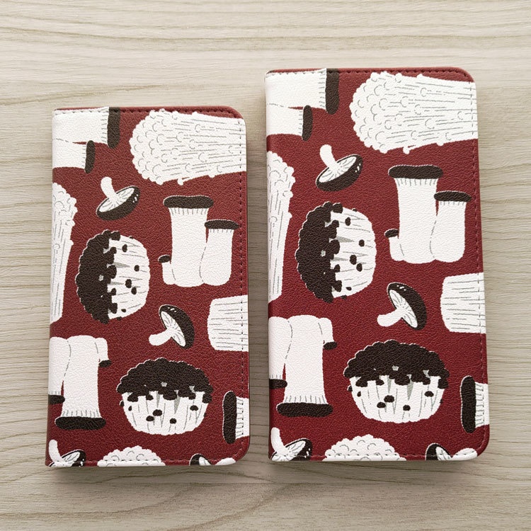 食用キノコ 手帳型スマホケース