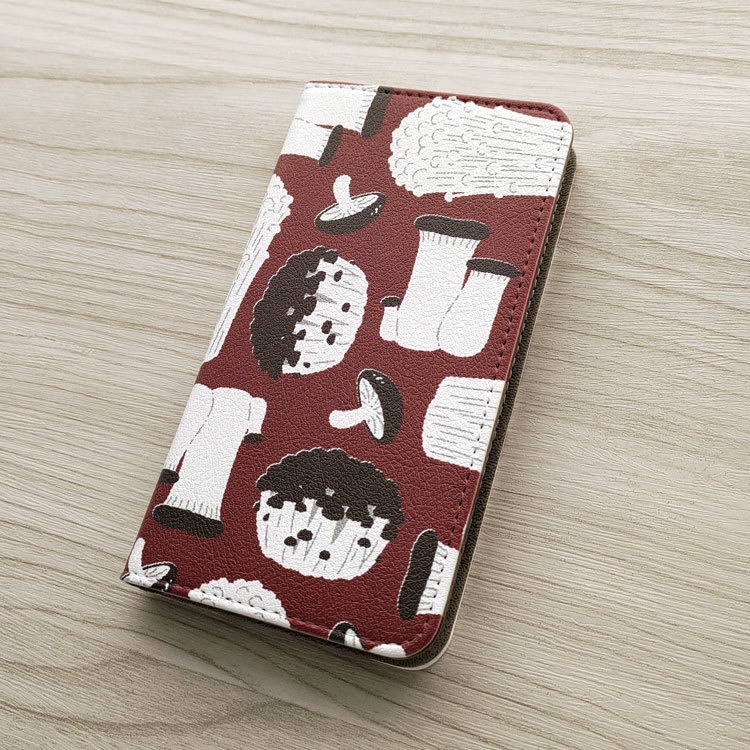 食用キノコ 手帳型スマホケース