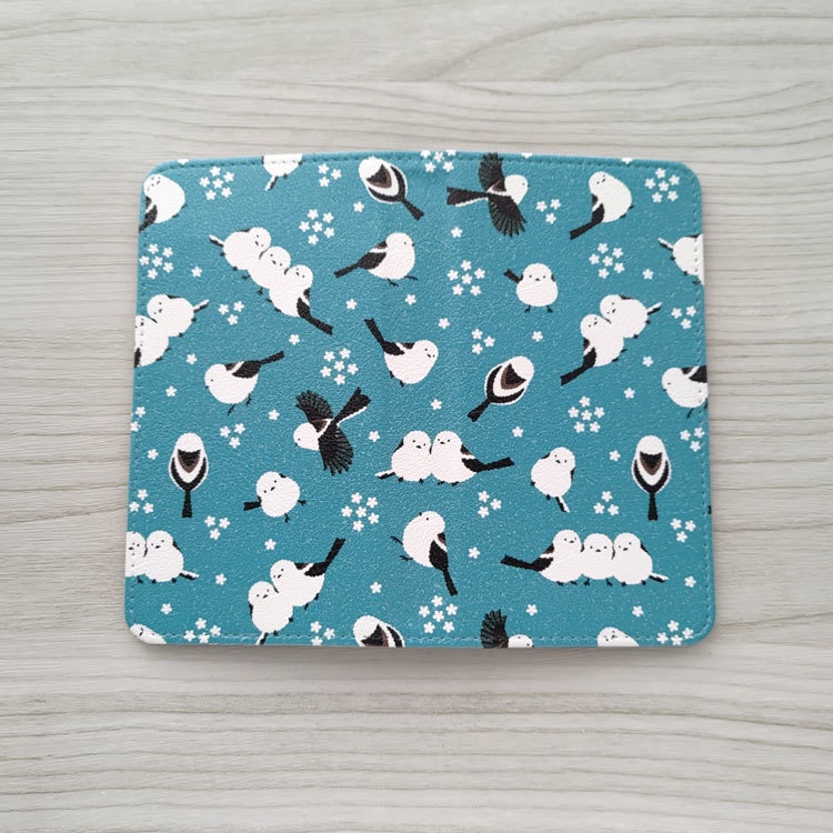 シマエナガ 小花 手帳型スマホケース