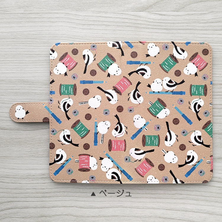 シマエナガ お裁縫 手帳型スマホケース