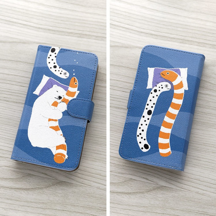 眠りシロクマ 手帳型スマホケース