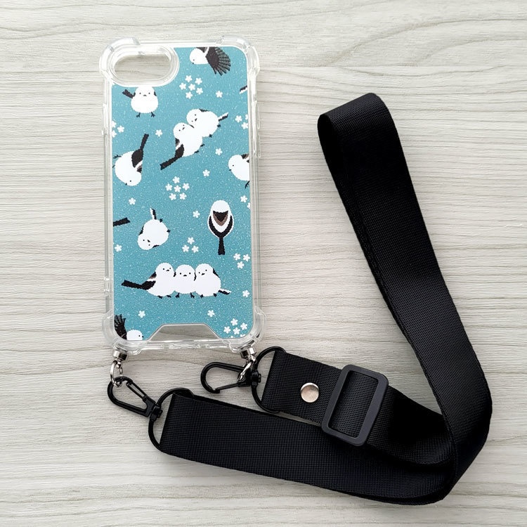 シマエナガ 小花 スマホケース