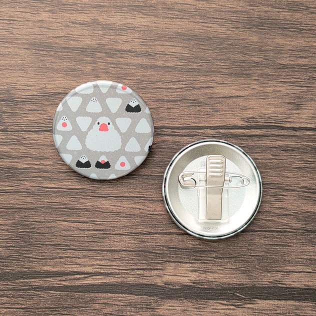 おにぎりと文鳥 リフレクター 缶バッジ 44mm