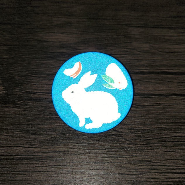 うさぎ リフレクター 缶バッジ 44mm