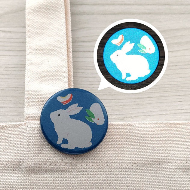 うさぎ リフレクター 缶バッジ 44mm