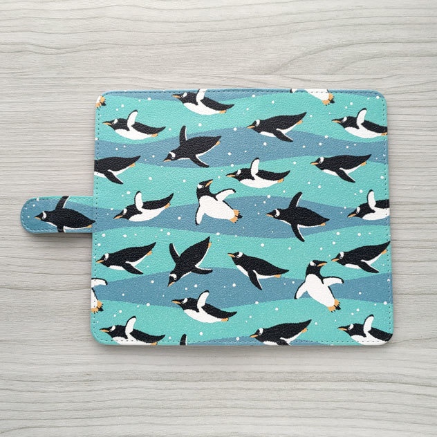 泳ぐジェンツーペンギン 手帳型スマホケース