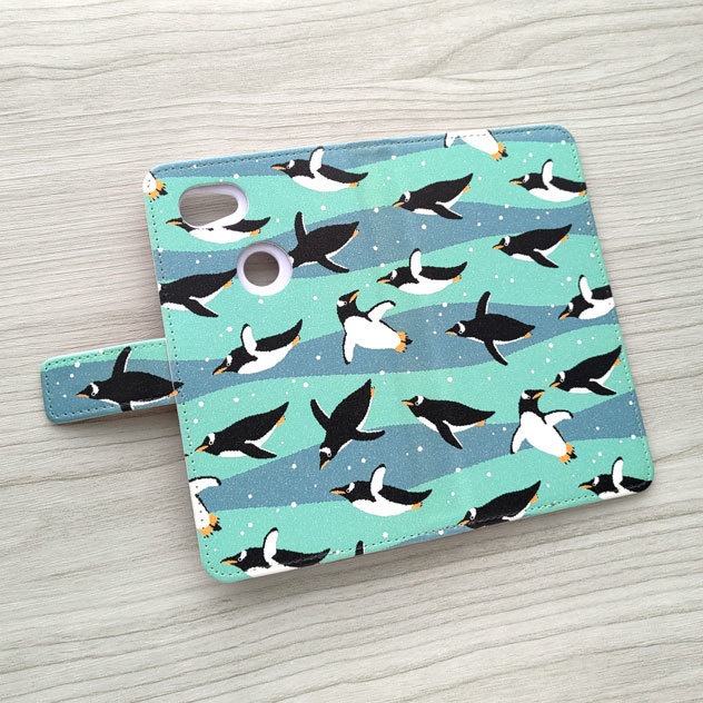 泳ぐジェンツーペンギン 手帳型スマホケース