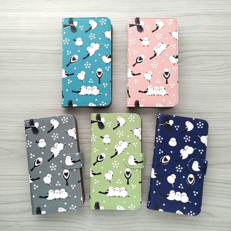 シマエナガ 小花 パス&コインケース