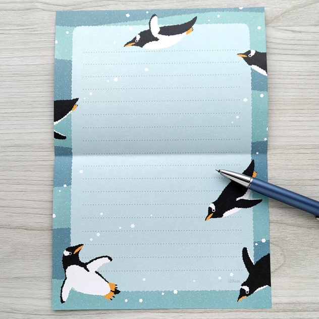 泳ぐジェンツーペンギン レターセット