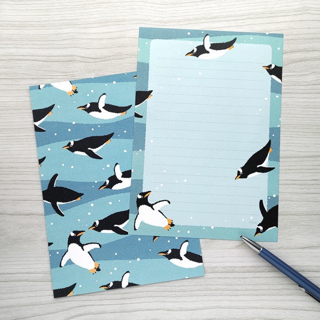泳ぐジェンツーペンギン レターセット