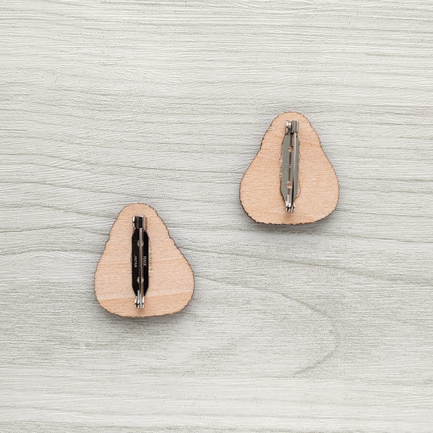 文鳥 木製ブローチ