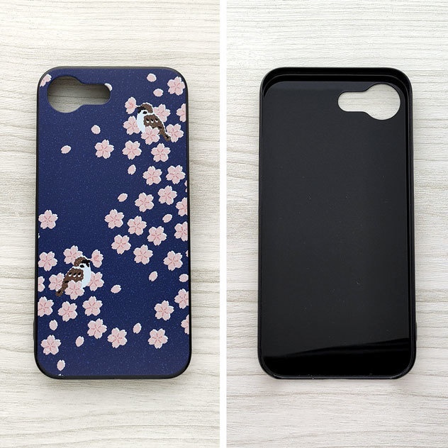 桜と盗蜜スズメ スマホケース