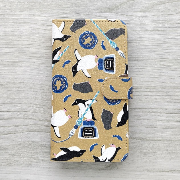 文具アデリーペンギン 手帳型スマホケース