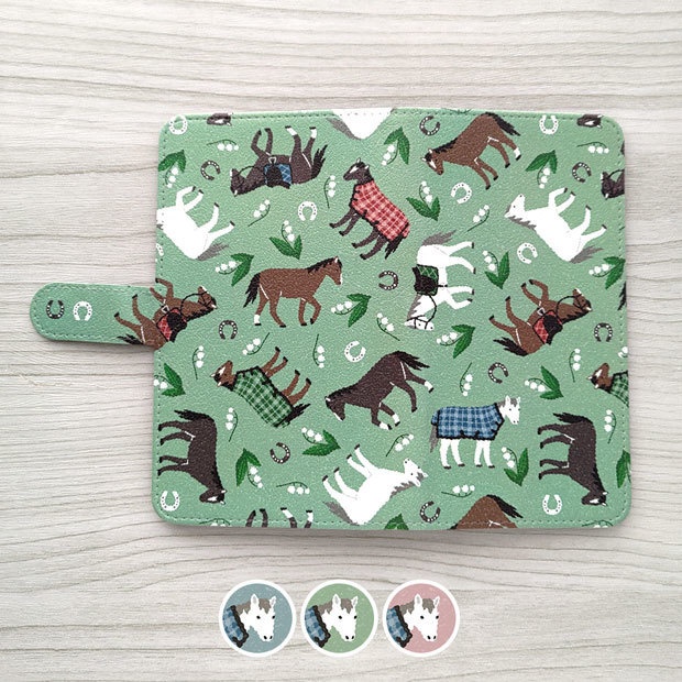 馬 手帳型スマホケース