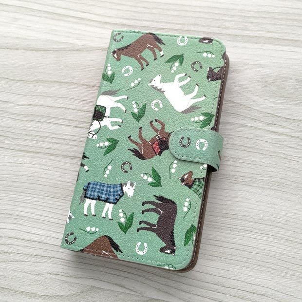 馬 手帳型スマホケース