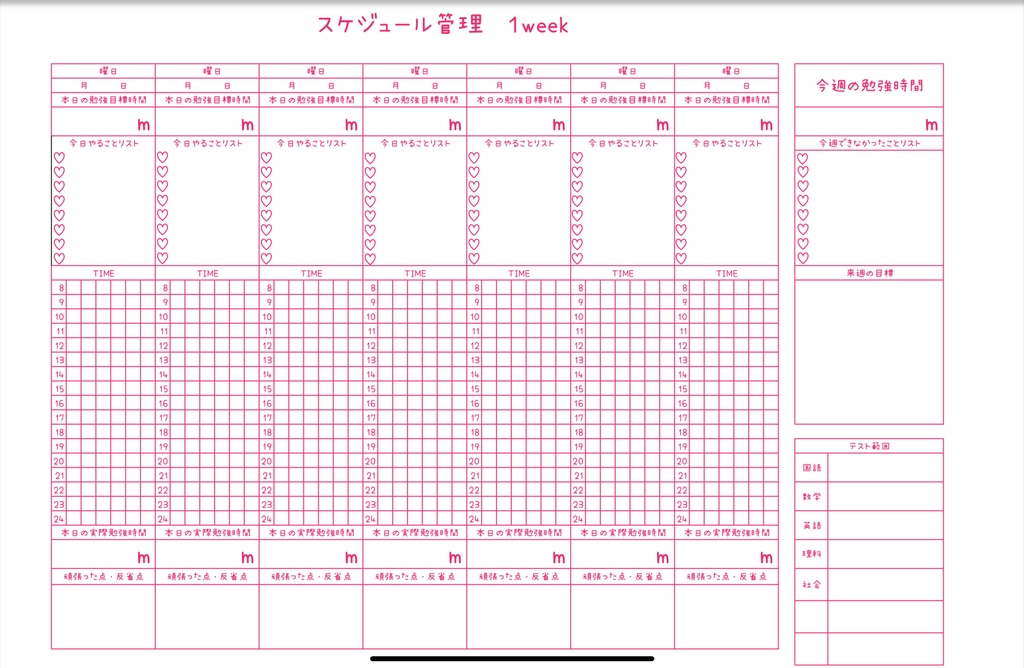 【かわいい】夏休み用StudyPlannerスタディプランナー