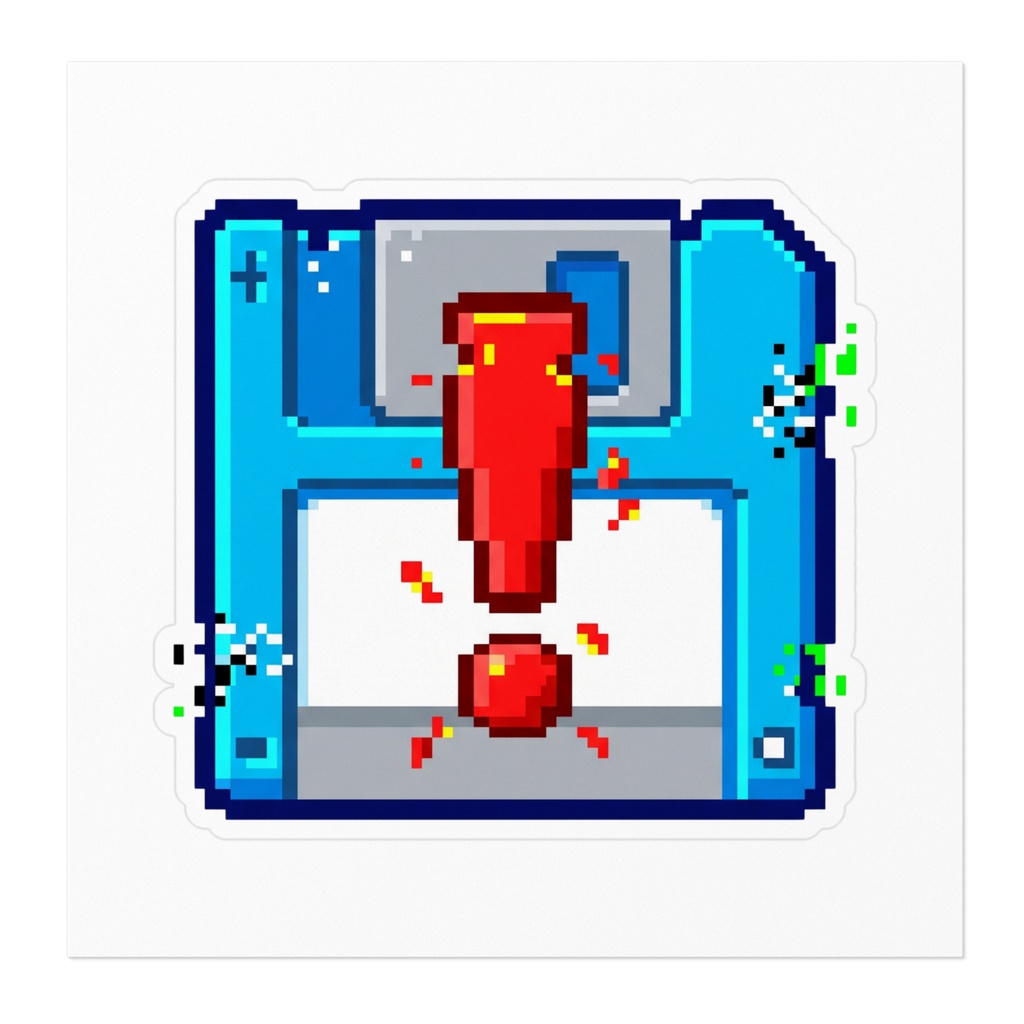【平成レトロ】セーブデータ消失風 ドット絵ステッカー / Retro Game Save Error Pixel Art Sticker