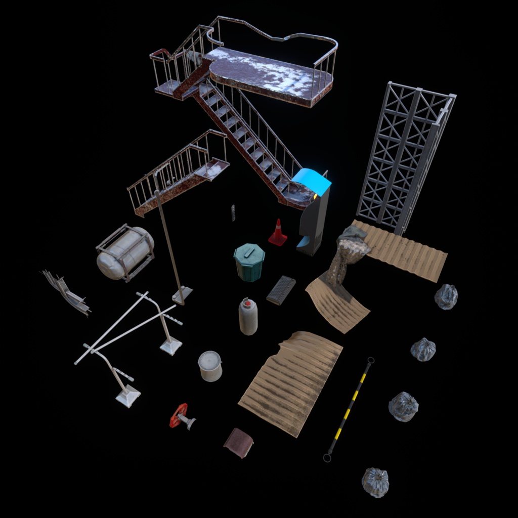 【Unity向け】路地裏学園 - Urban Back Alley Props 301点
