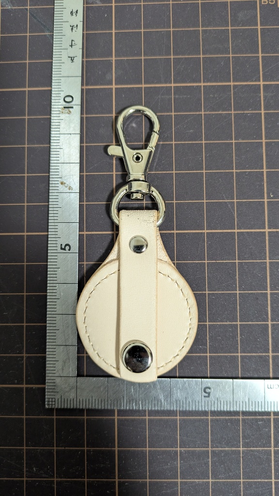 レザー製ピンズキーホルダーセット(ナチュラル×シルバー)