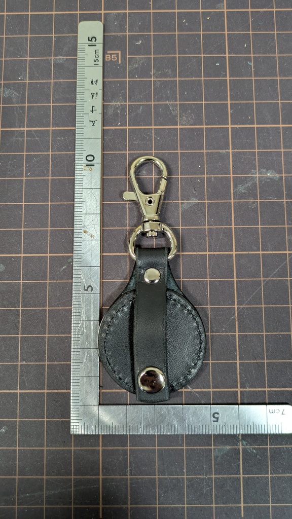 レザー製ピンズキーホルダーセット(ブラック×シルバー)