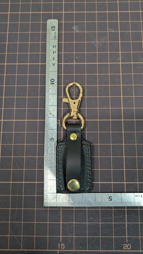 レザー製ピンズキーホルダー(ルールエキスパート)(ブラック×ゴールド)