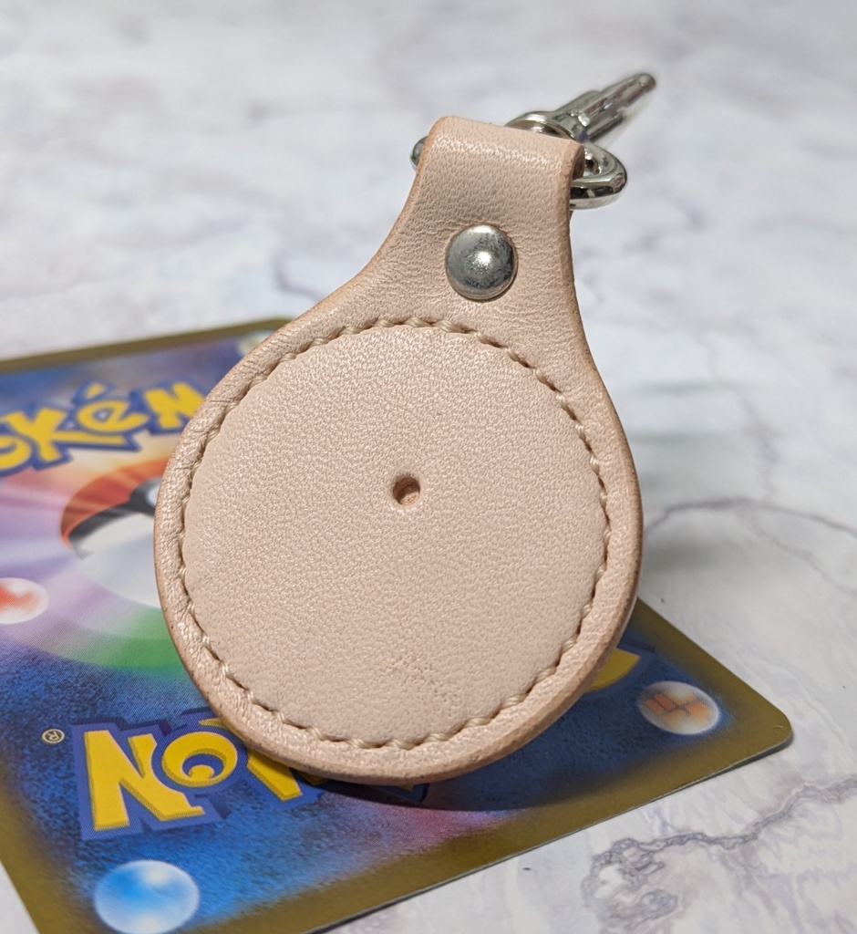 レザー製ピンズキーホルダー(イベントオーガナイザー)(ナチュラル×シルバー)