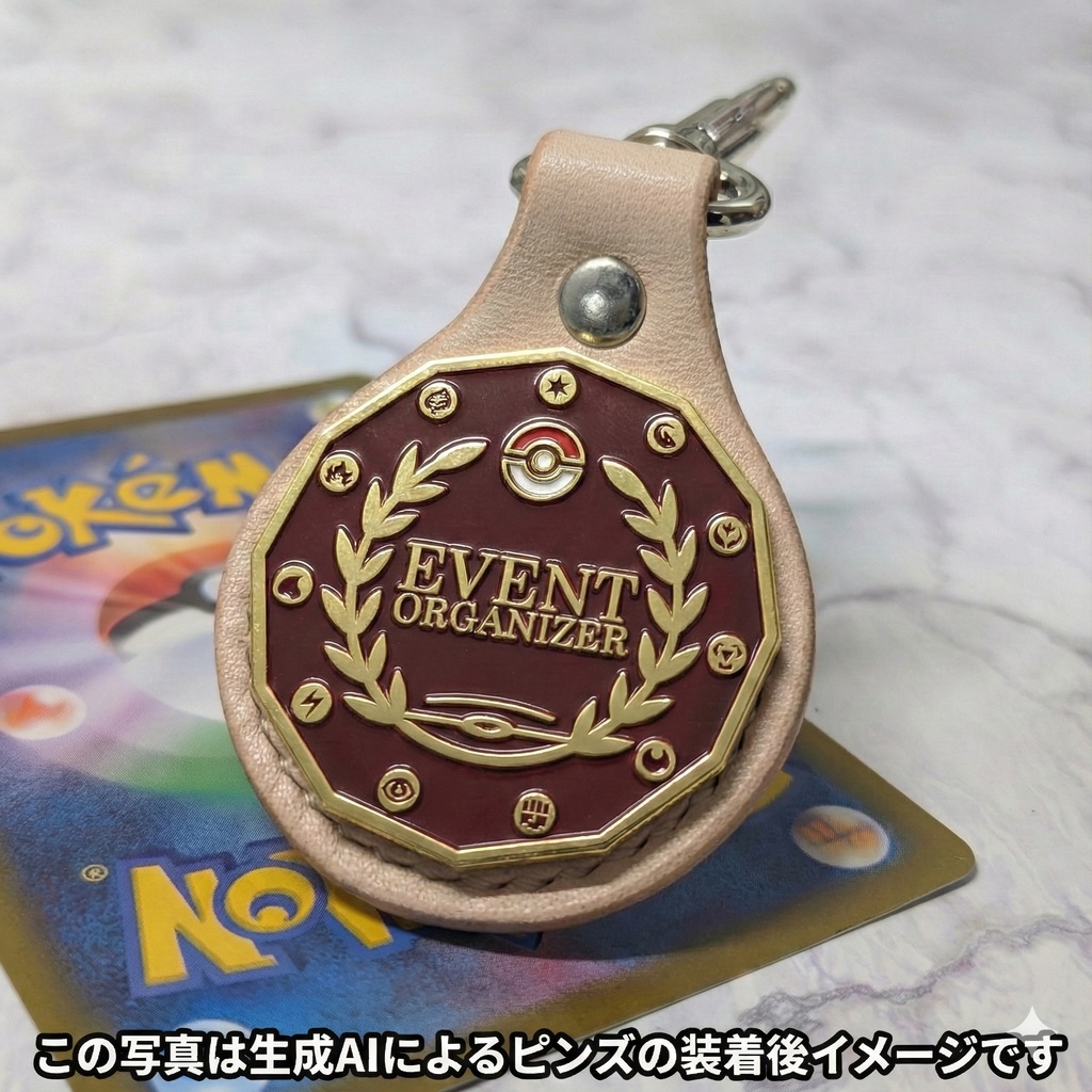 レザー製ピンズキーホルダー(イベントオーガナイザー)(ナチュラル×シルバー)そ