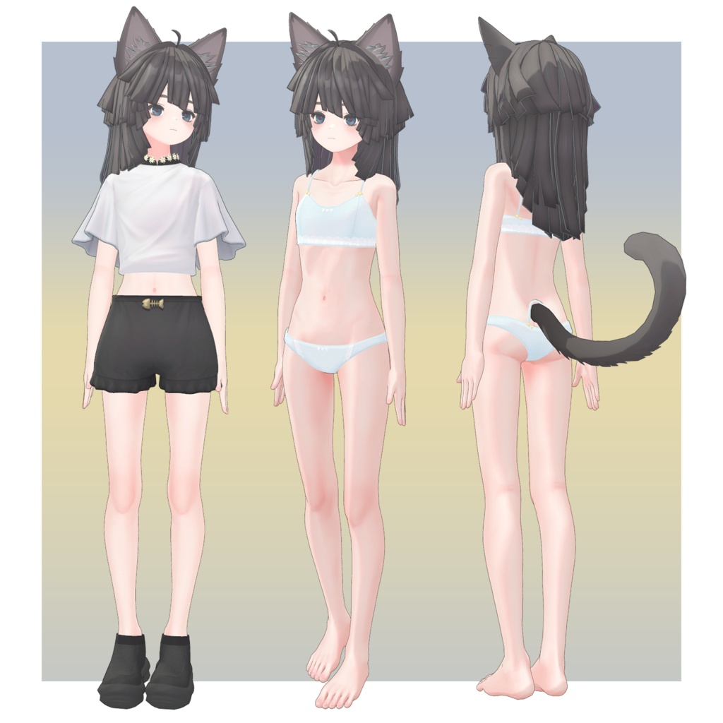 留守番猫のきゅーろん / オリジナル3Dモデル