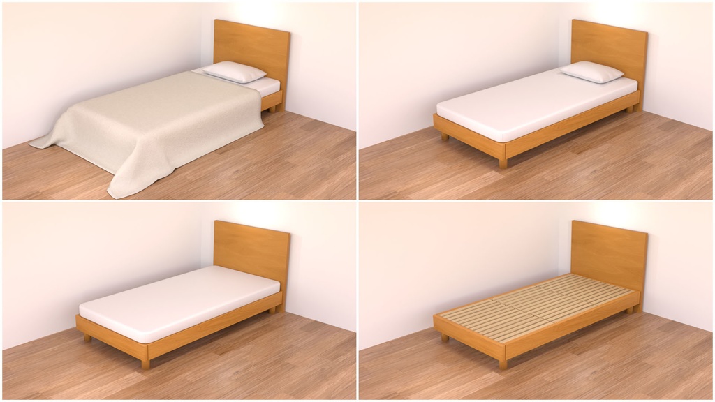 【3Dモデル】シングルベッド Single bed