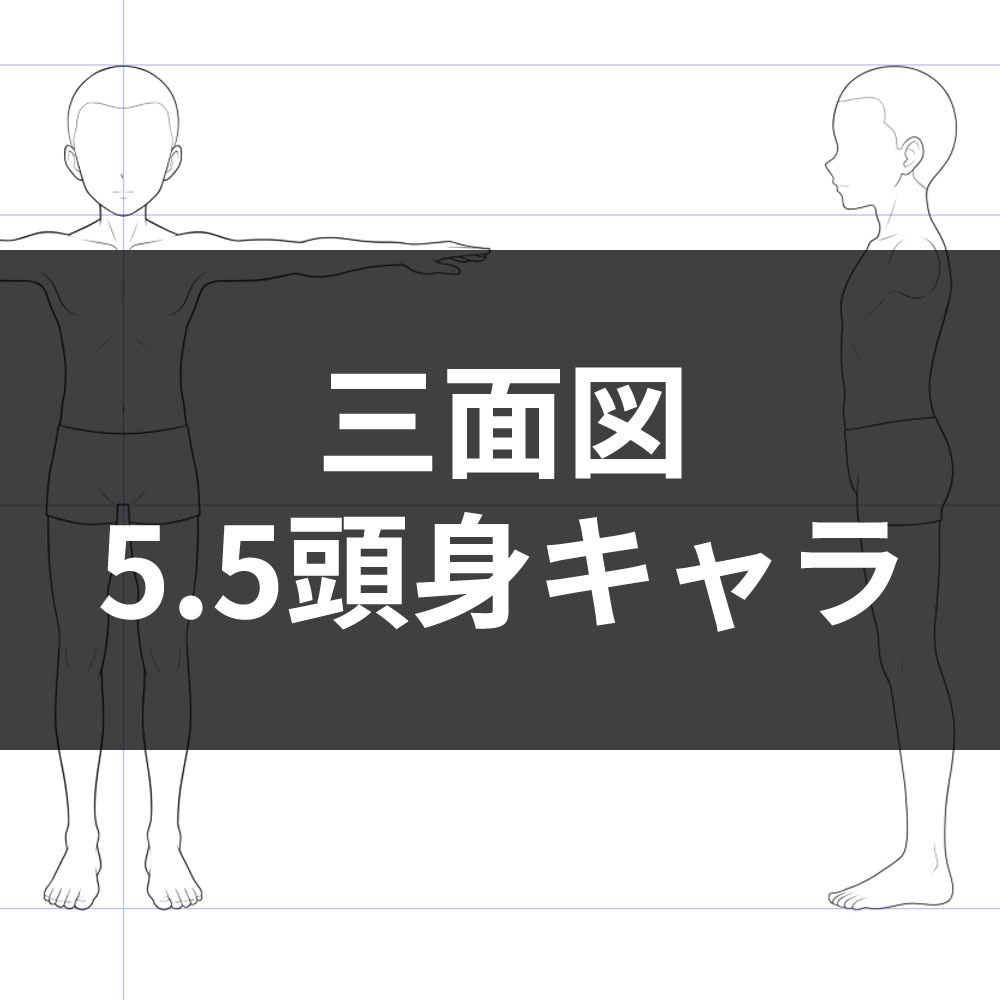 5.5頭身キャラクター素体三面図