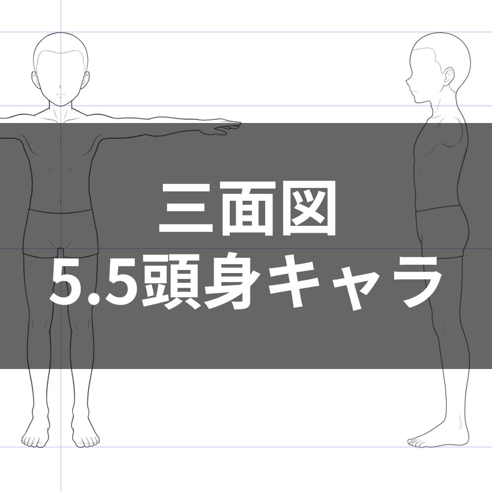 5.5頭身キャラクター素体三面図