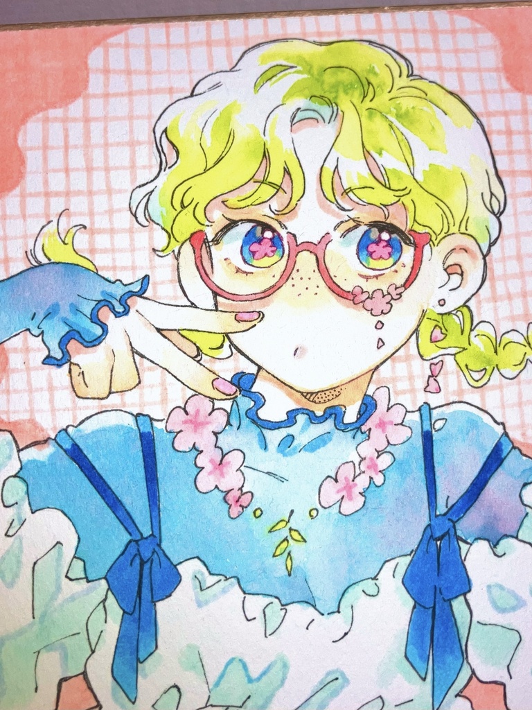 原画販売　1/4色紙【お花ちゃん】