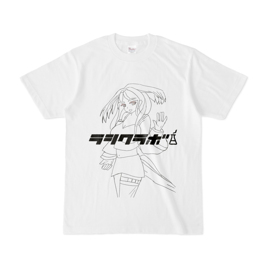 線画Tシャツ 作業に鳥人族の女の子がお供します。