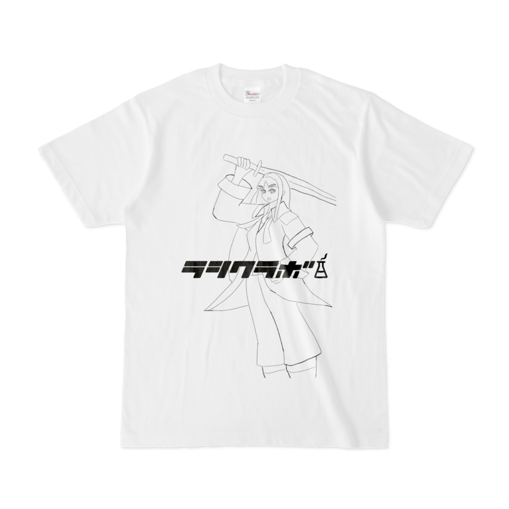 線画Tシャツ　剣を持ったお姉さん。