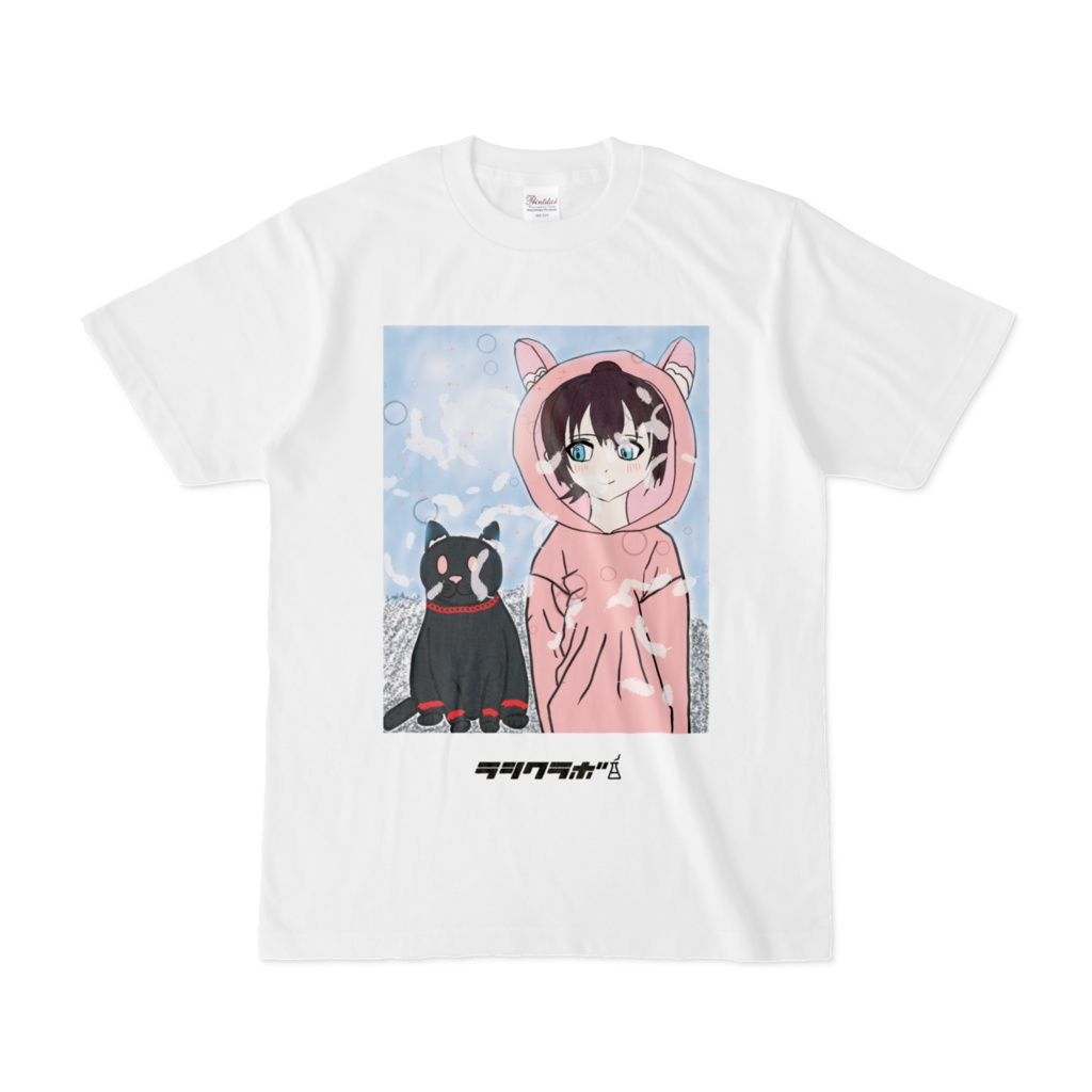 黒猫 女の子 Tシャツ