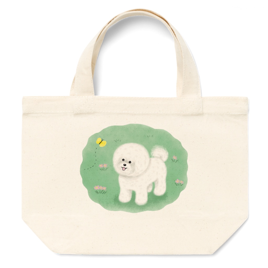 ビションフリーゼとチョウチョ