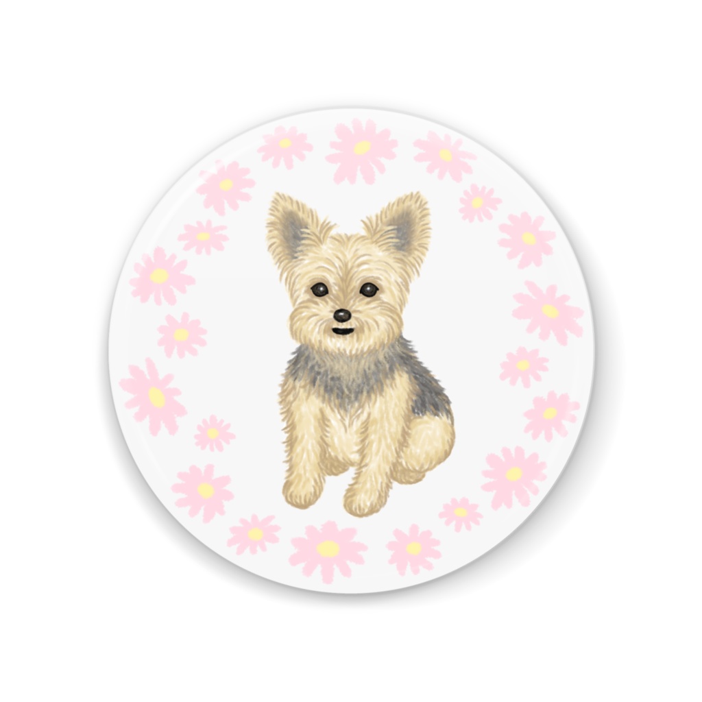 ヨークシャーテリア 花・ピンク