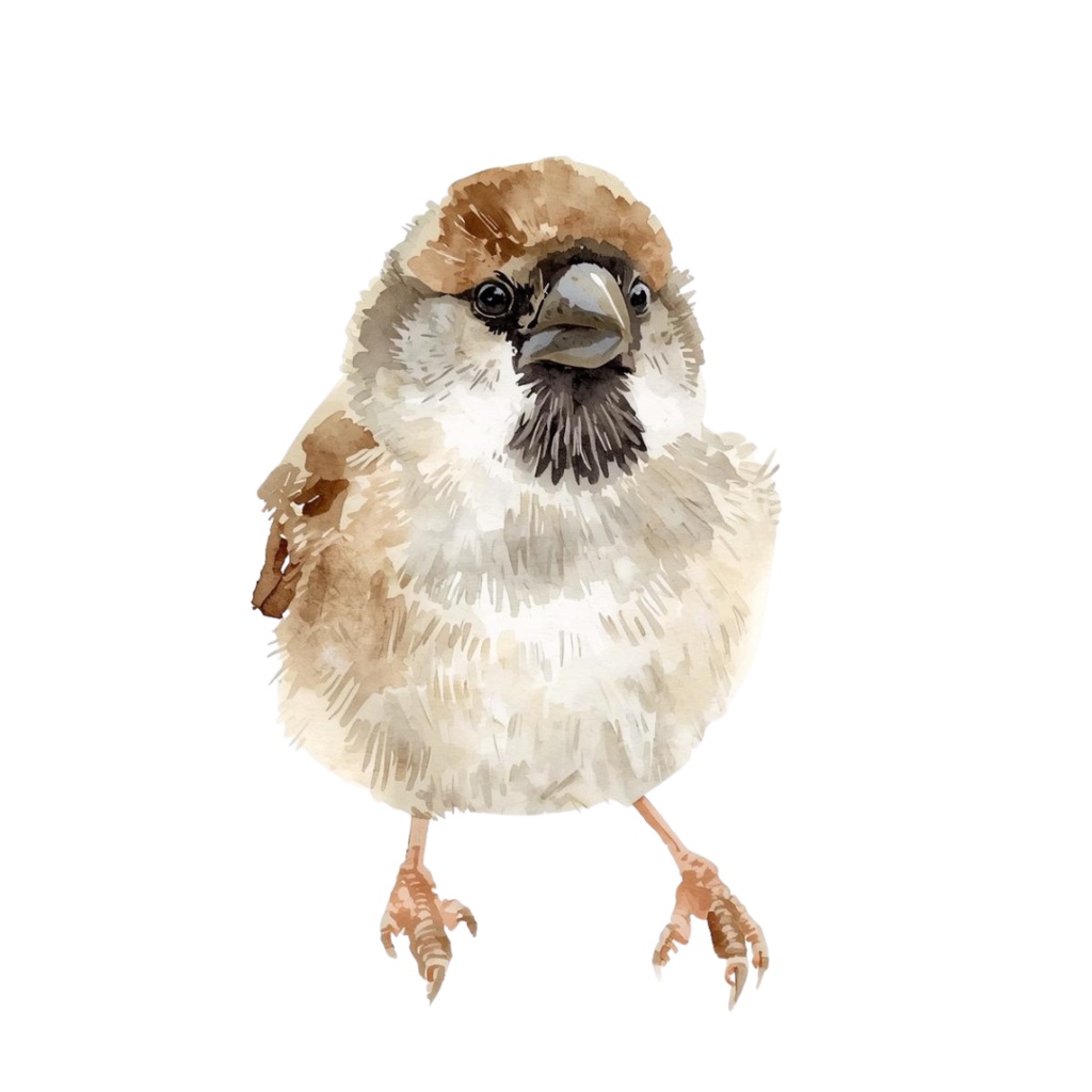 【水彩画スズメ】ふんわり可愛い!表情豊かな小鳥のクリップアート22種セット【PNG】