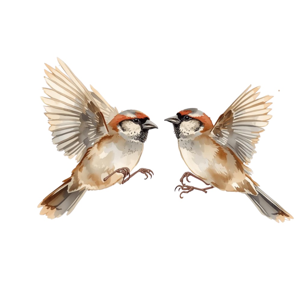 【水彩画スズメ】ふんわり可愛い!表情豊かな小鳥のクリップアート22種セット【PNG】