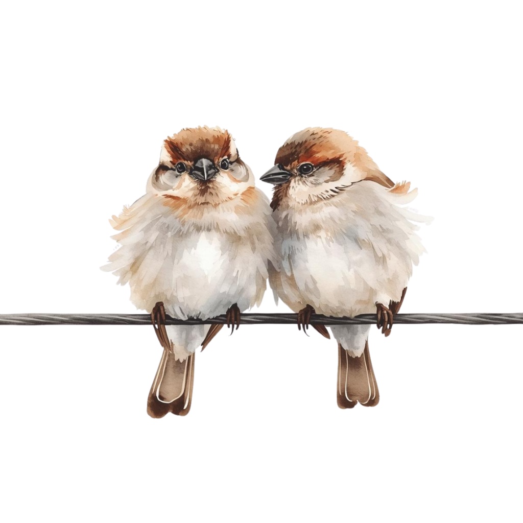 【水彩画スズメ】ふんわり可愛い!表情豊かな小鳥のクリップアート22種セット【PNG】