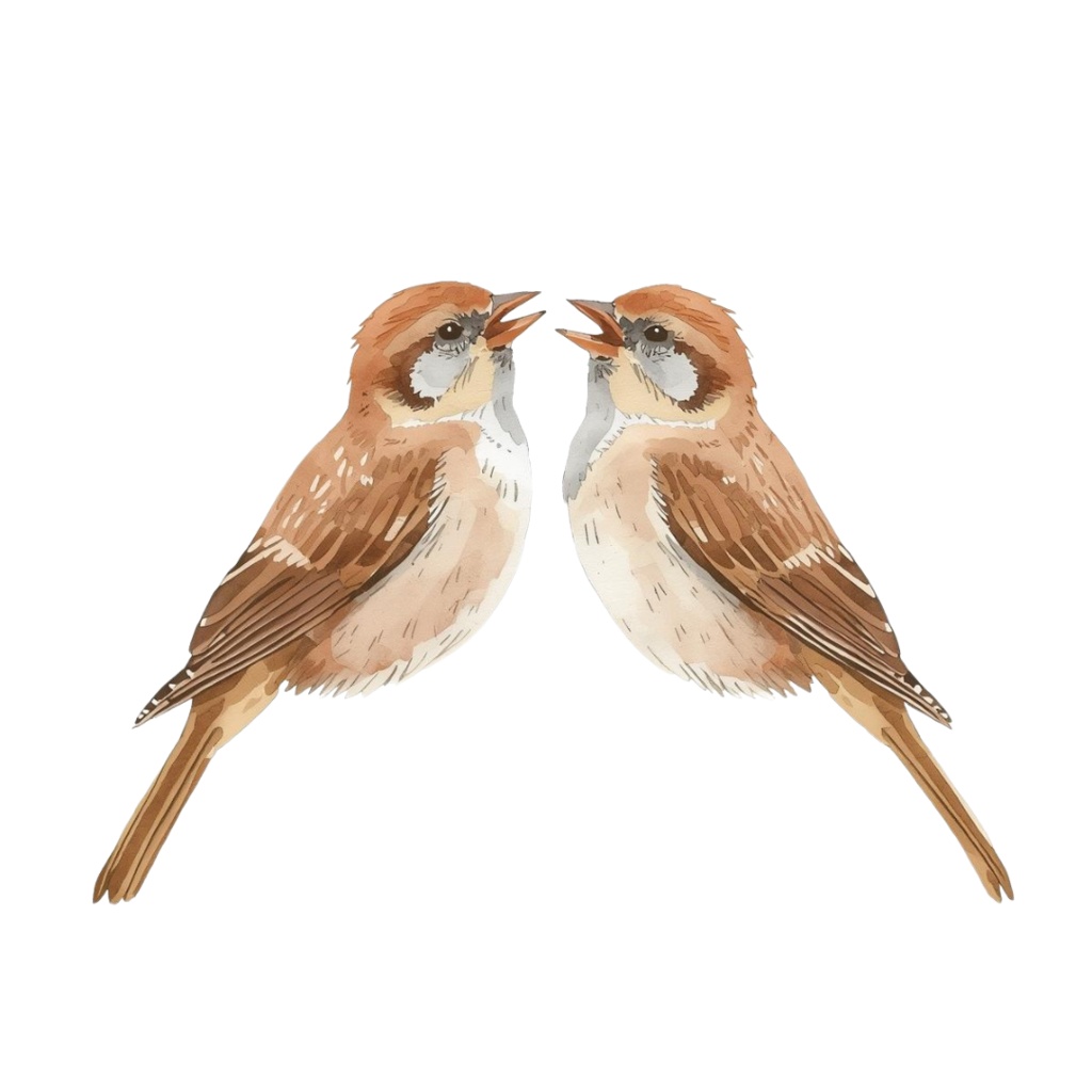 【水彩画スズメ】ふんわり可愛い!表情豊かな小鳥のクリップアート22種セット【PNG】