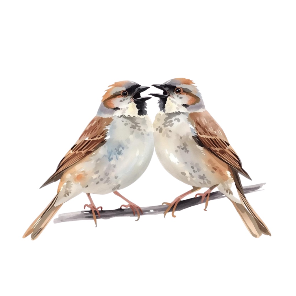 【水彩画スズメ】ふんわり可愛い!表情豊かな小鳥のクリップアート22種セット【PNG】
