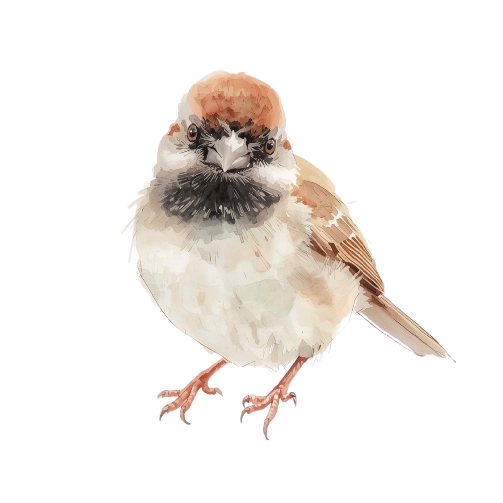 【水彩画スズメ】ふんわり可愛い!表情豊かな小鳥のクリップアート22種セット【PNG】