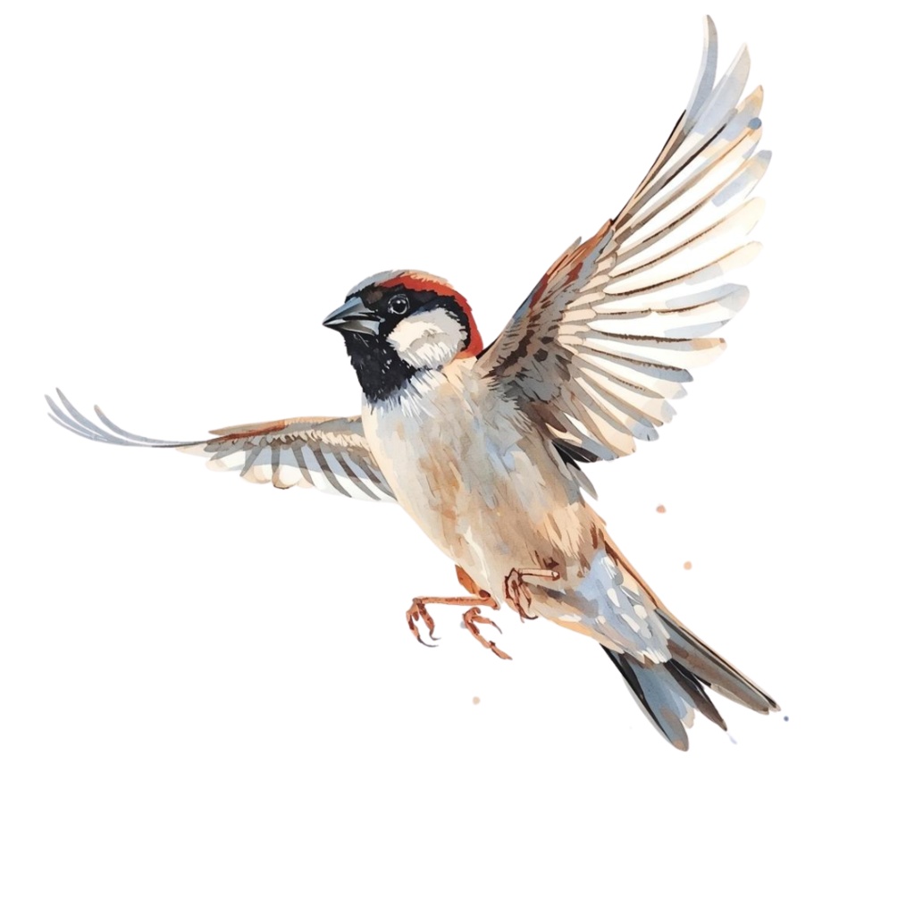 【水彩画スズメ】ふんわり可愛い!表情豊かな小鳥のクリップアート22種セット【PNG】